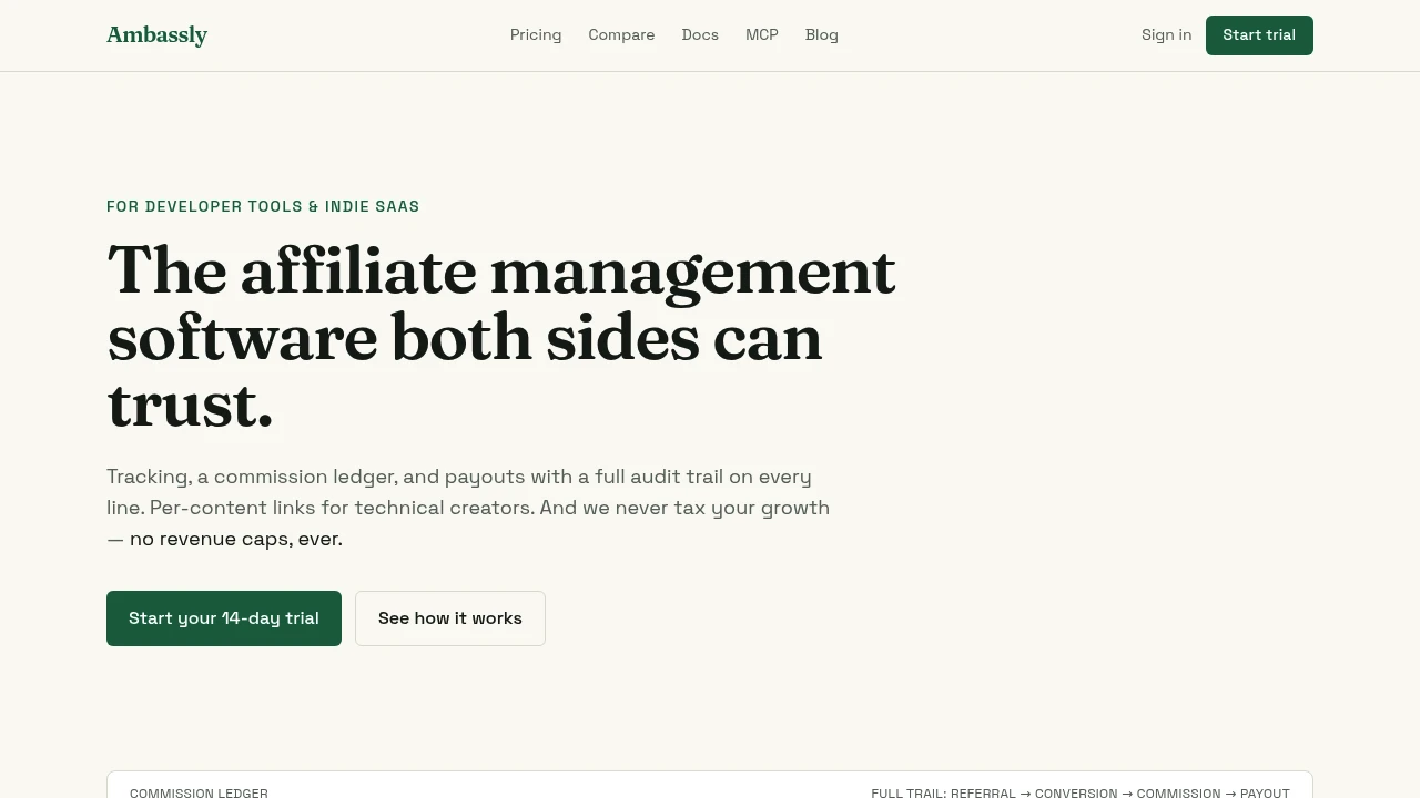 Screenshot of Ambassly website