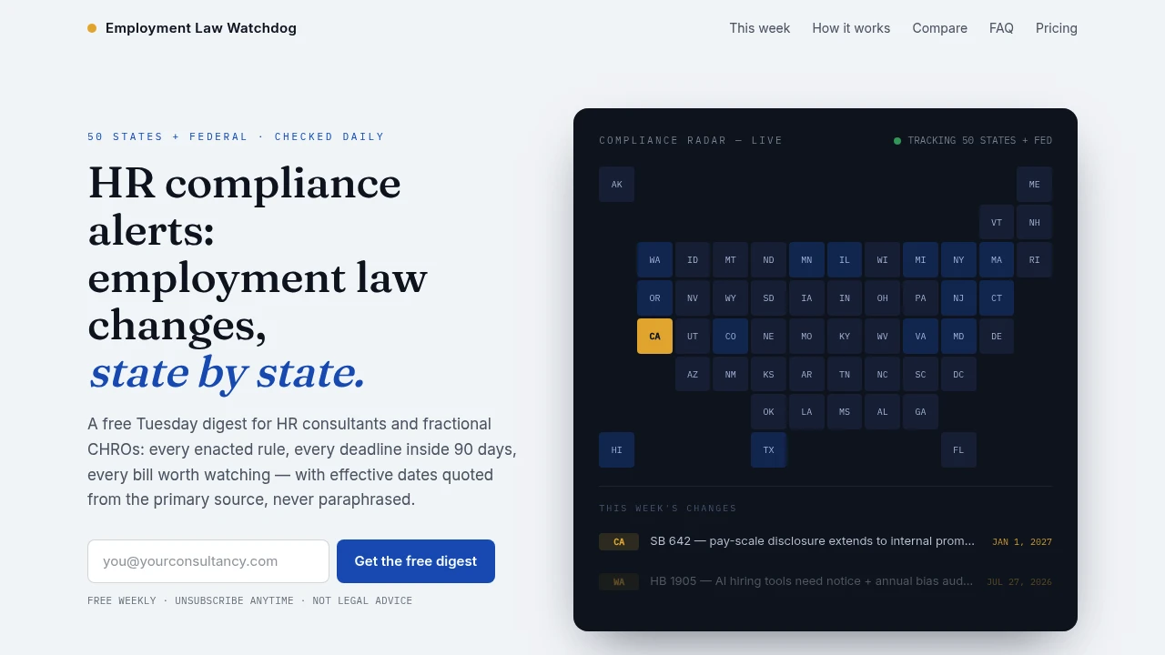 Screenshot of HR Compliance Watch website