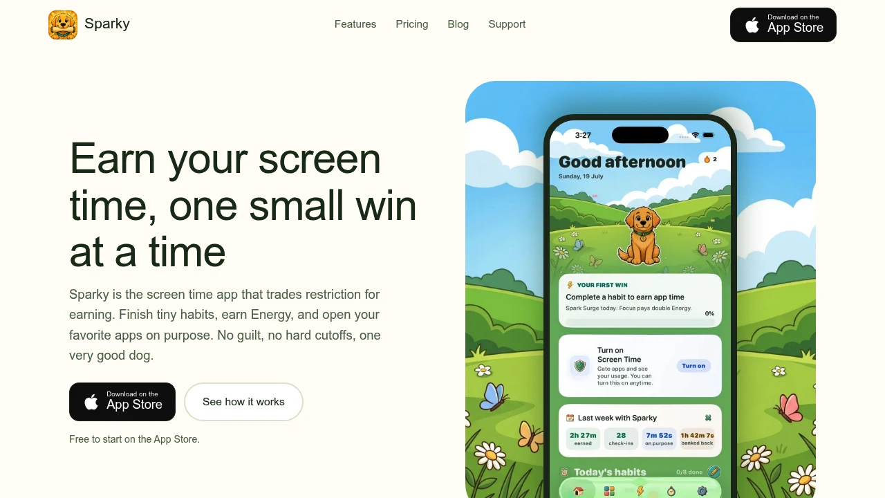 Screenshot of Sparky website