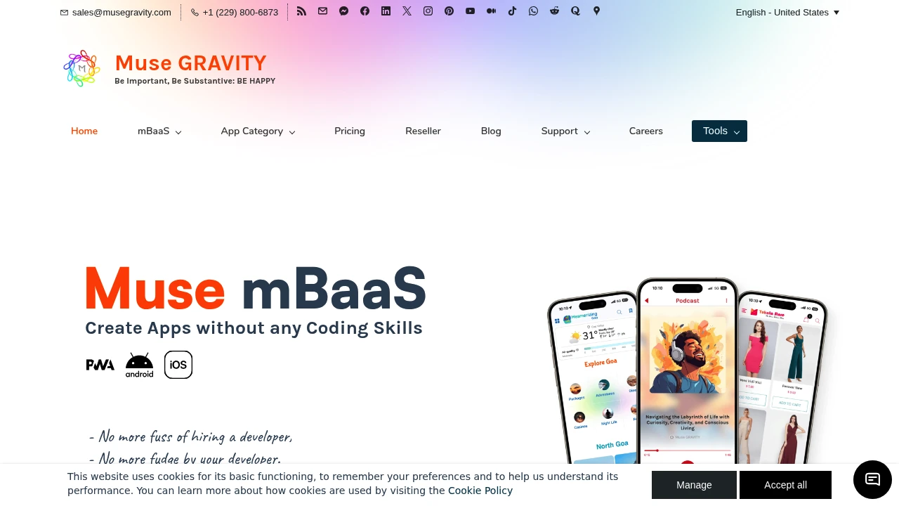 Screenshot of Muse mBaaS website