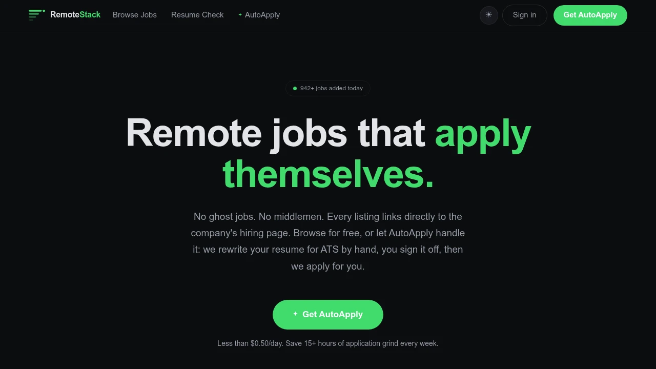 Screenshot of RemoteStack website