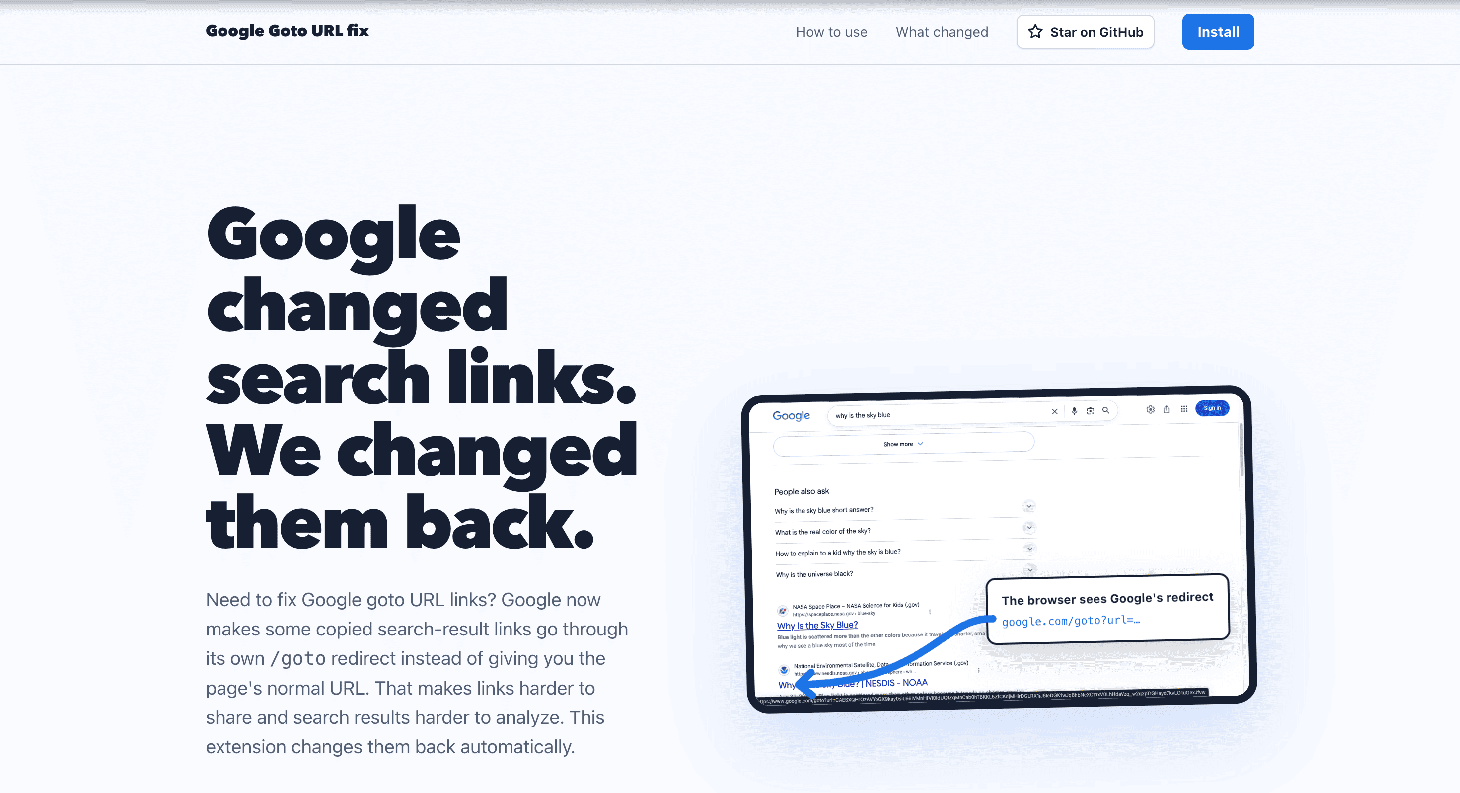 Screenshot of GoogleGotoUrl website