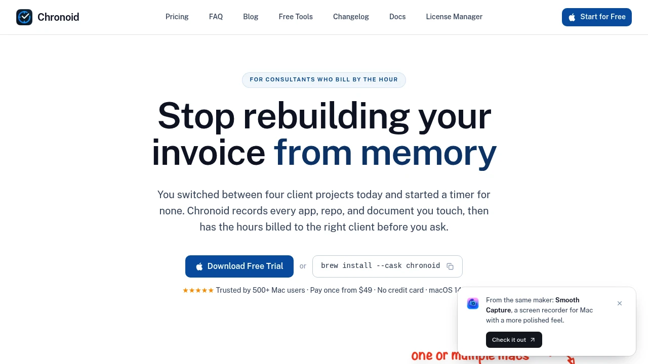 Screenshot of Chronoid website