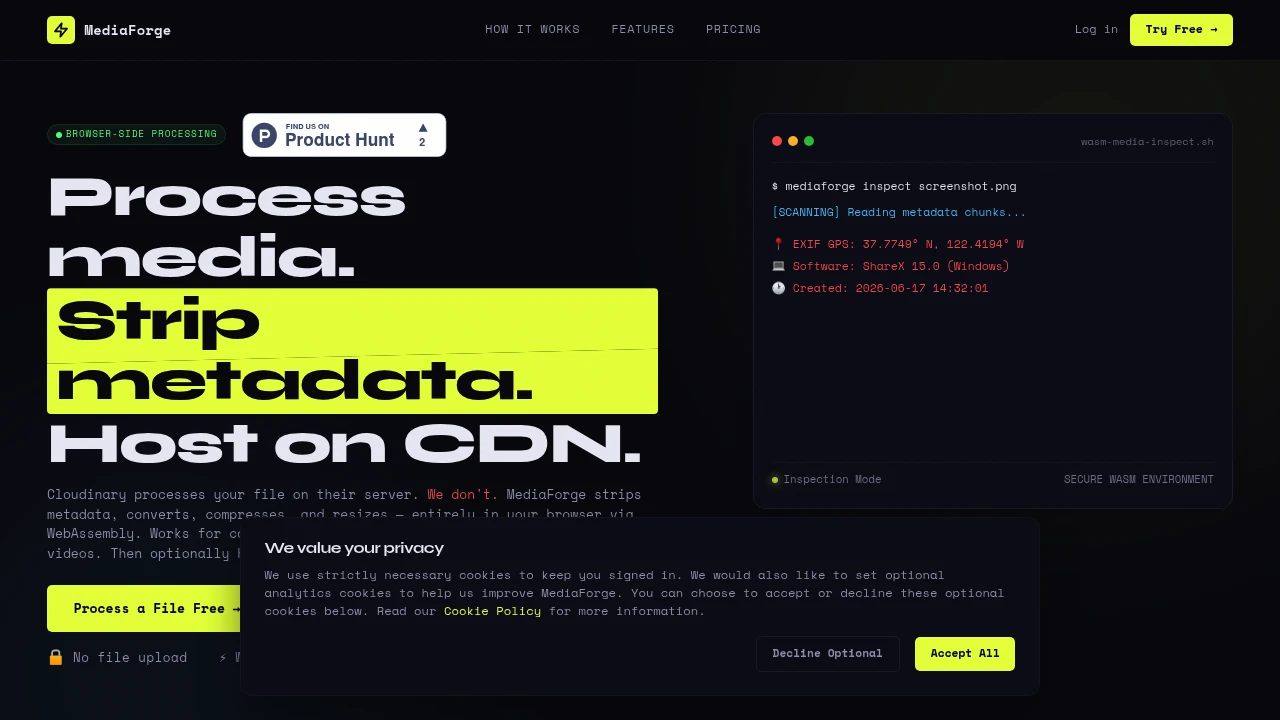 Screenshot of MediaForge website
