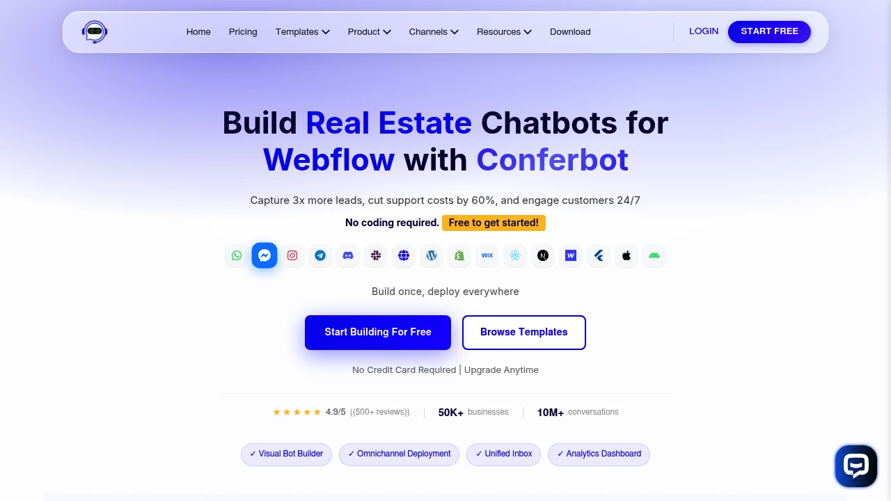 Screenshot of Conferbot website