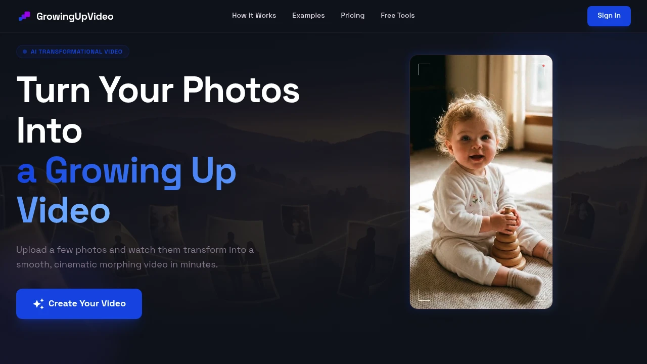 Screenshot of GrowingUpVideo website