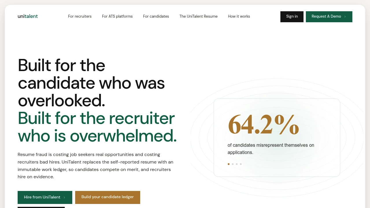 Screenshot of UniTalent Resume website