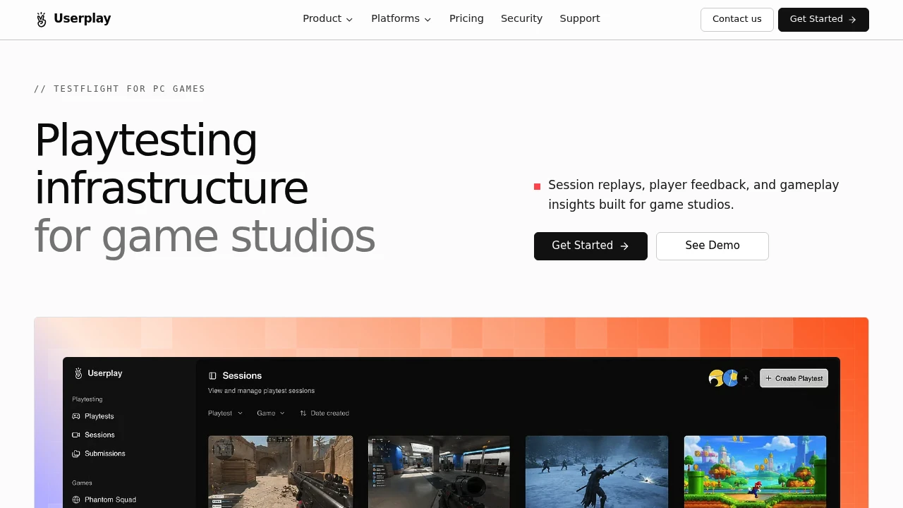 Screenshot of Userplay website
