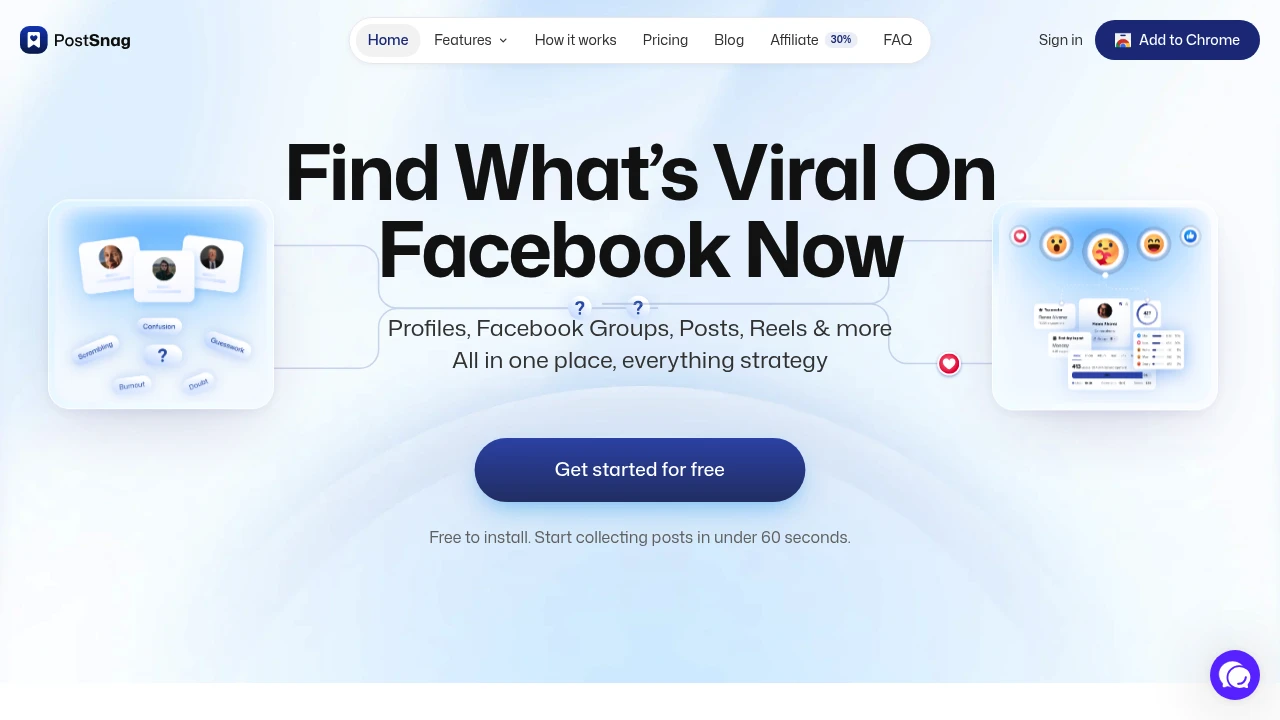 Screenshot of PostSnag website