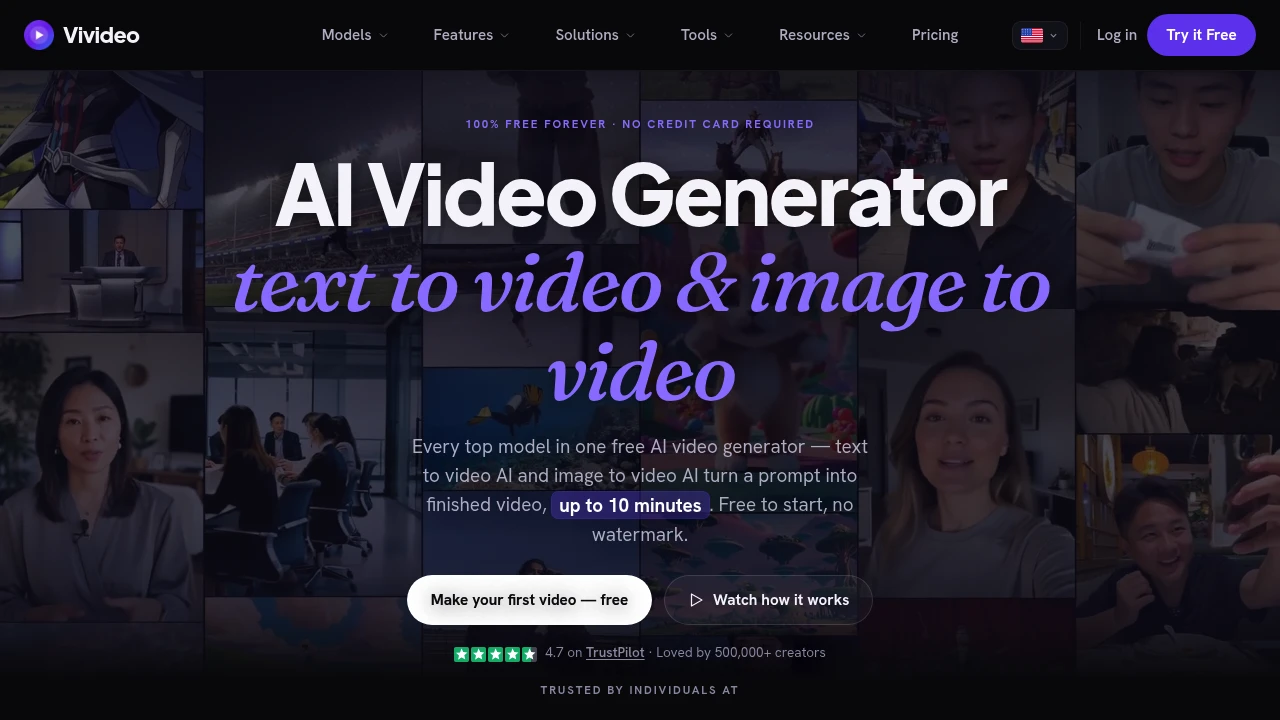 Screenshot of Vivideo website