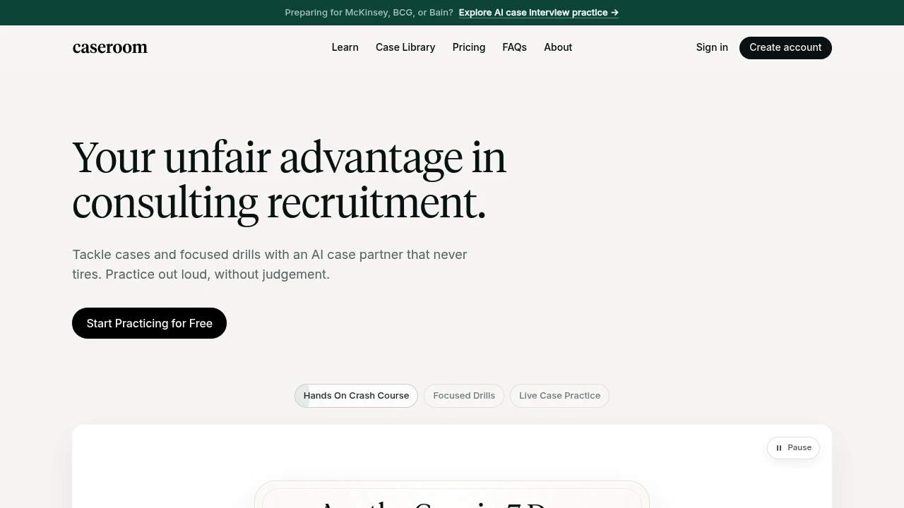 Screenshot of Case Room website