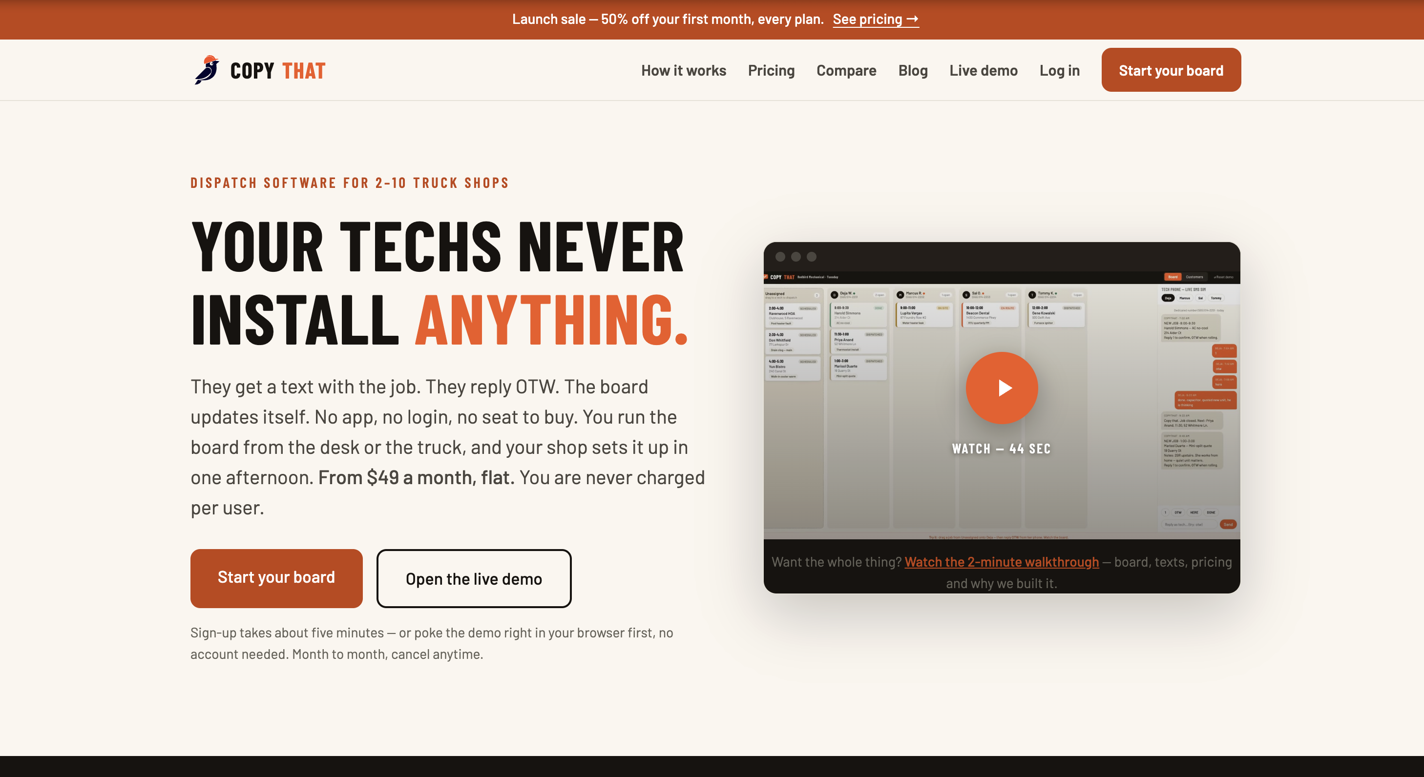 Screenshot of CopyThatHQ website