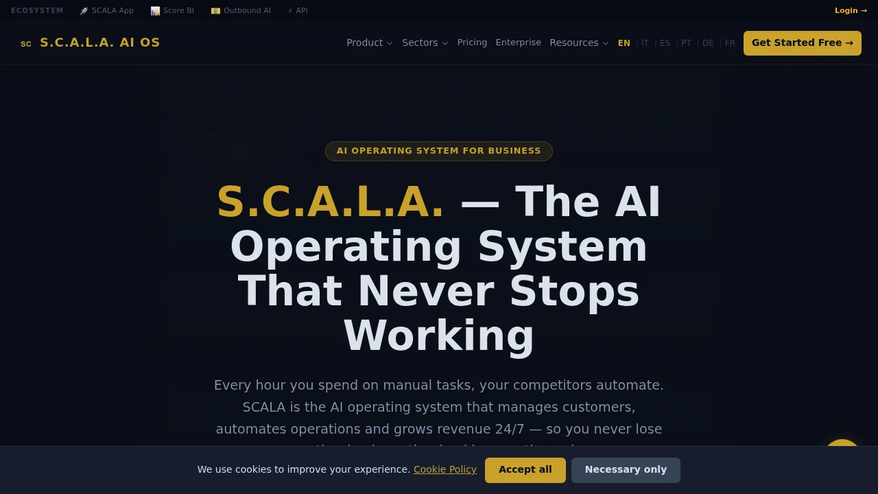 Screenshot of S.C.A.L.A. AI OS website