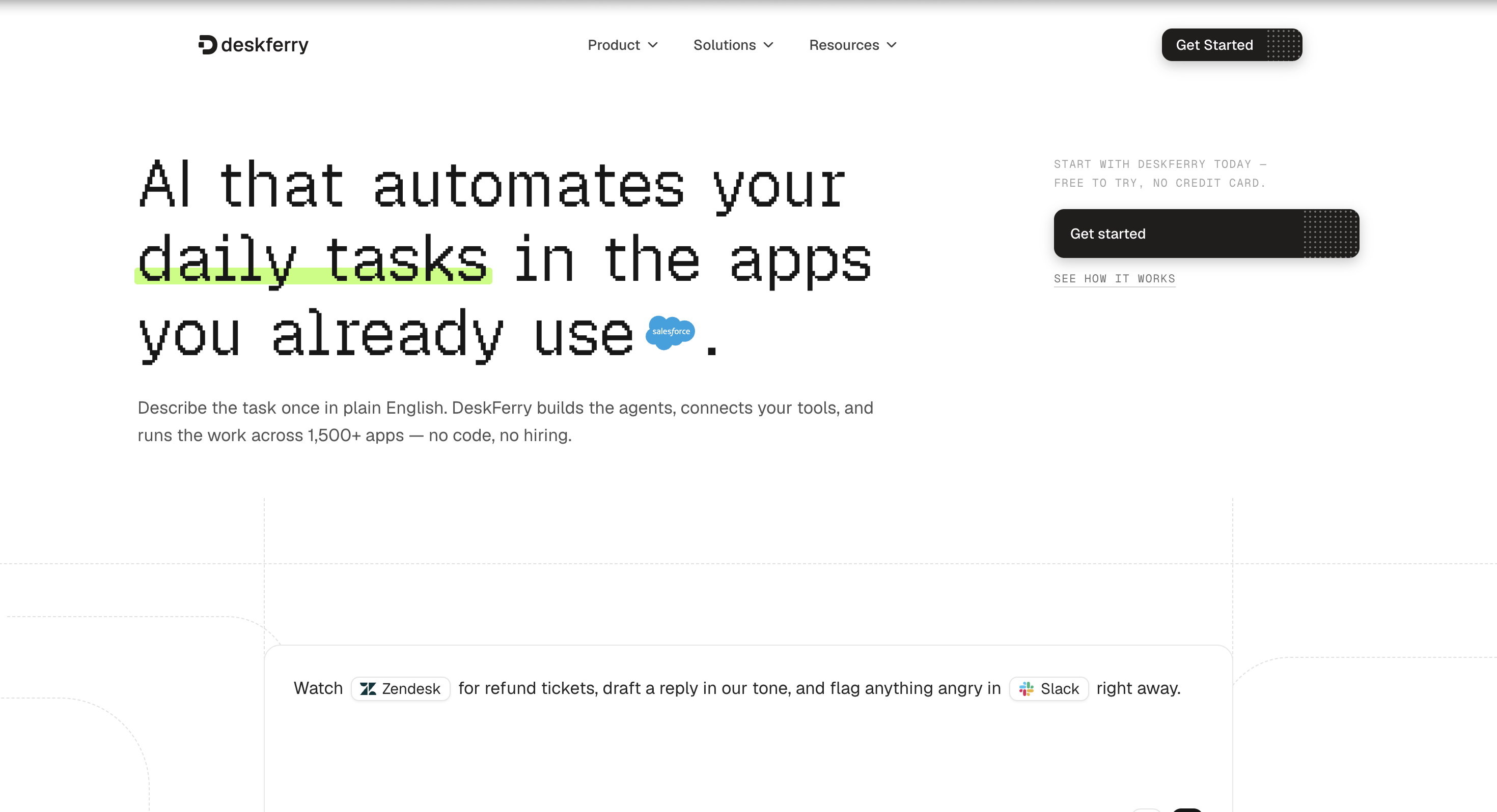 Screenshot of Deskferry website