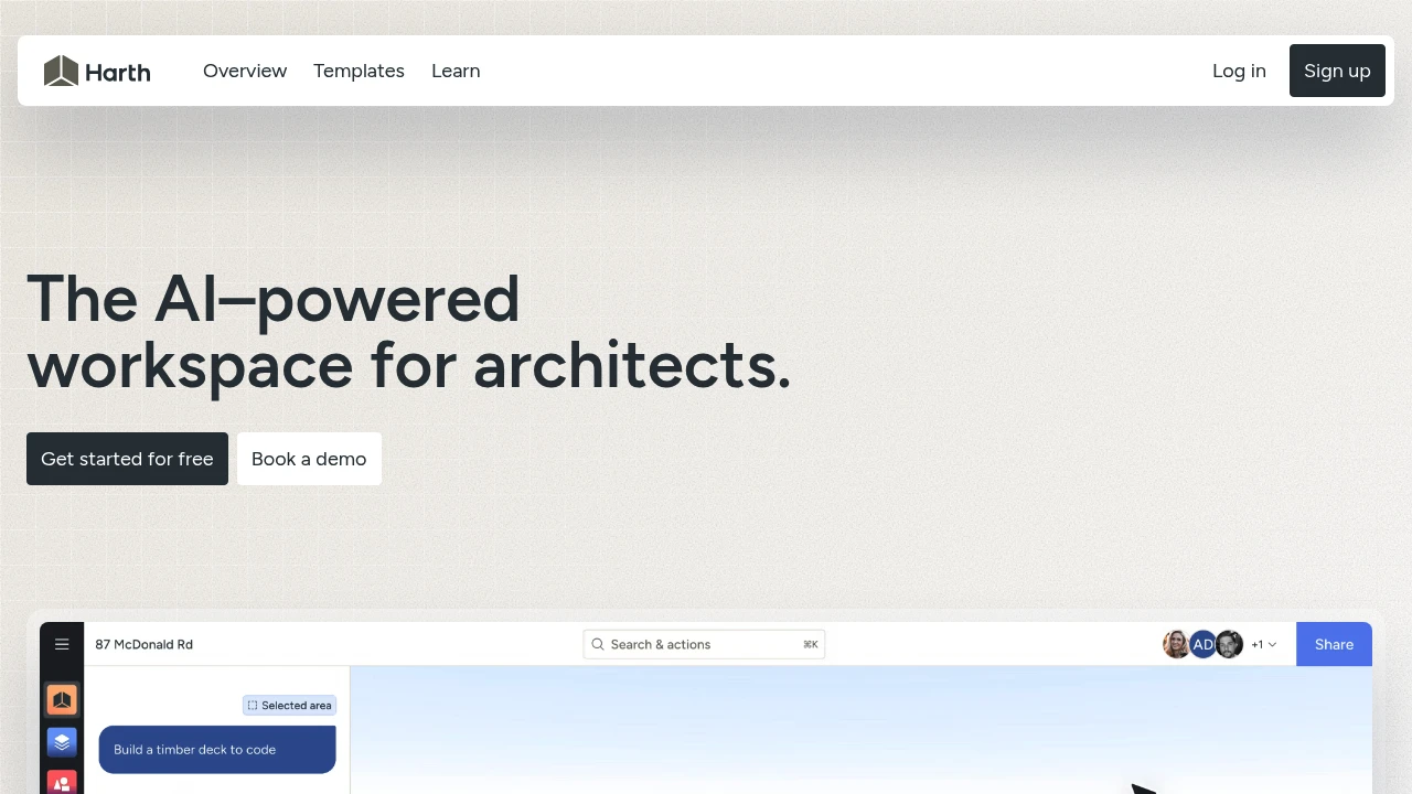 Screenshot of Harth website