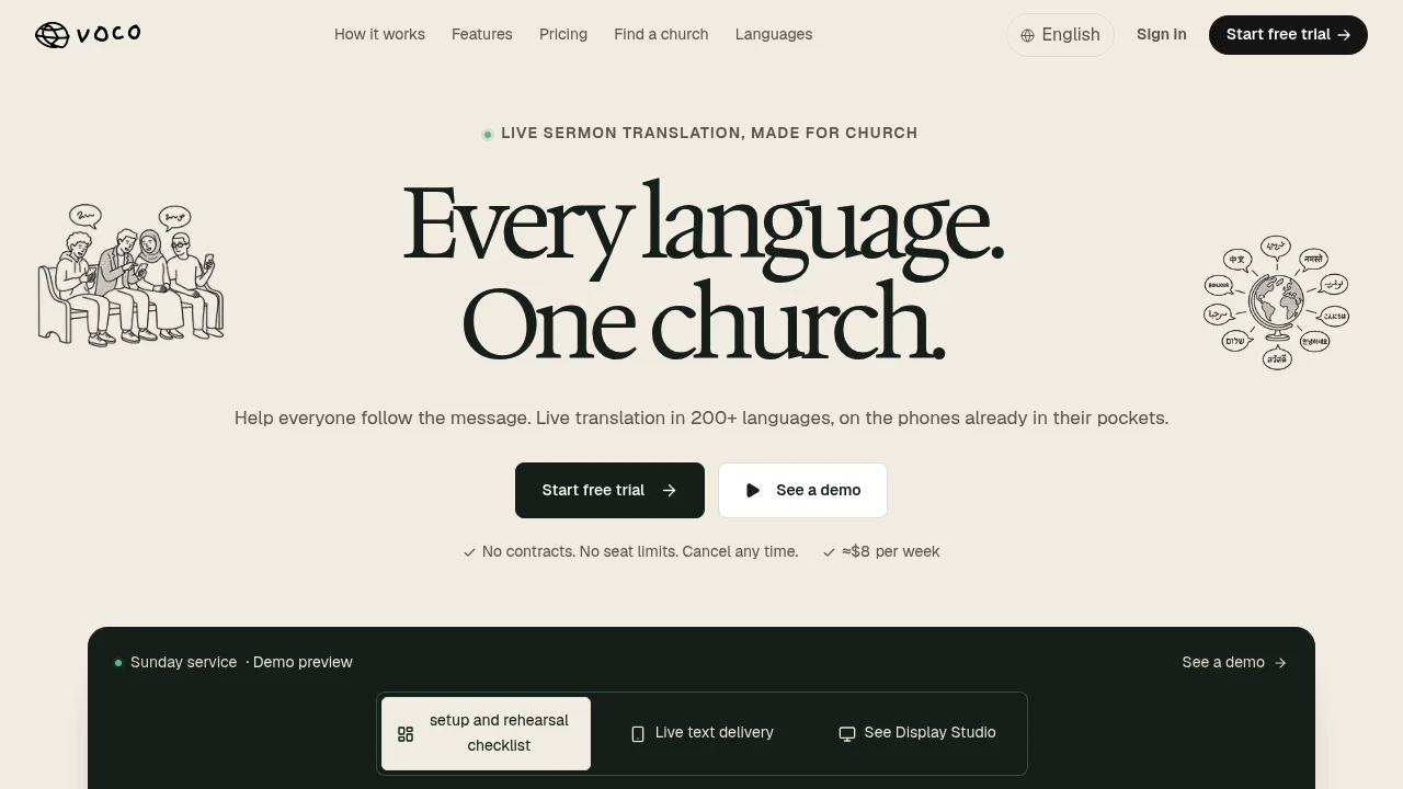 Screenshot of Voco Church website