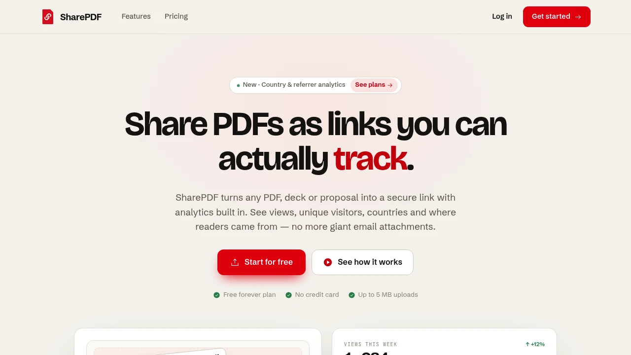 Screenshot of SharePDF website