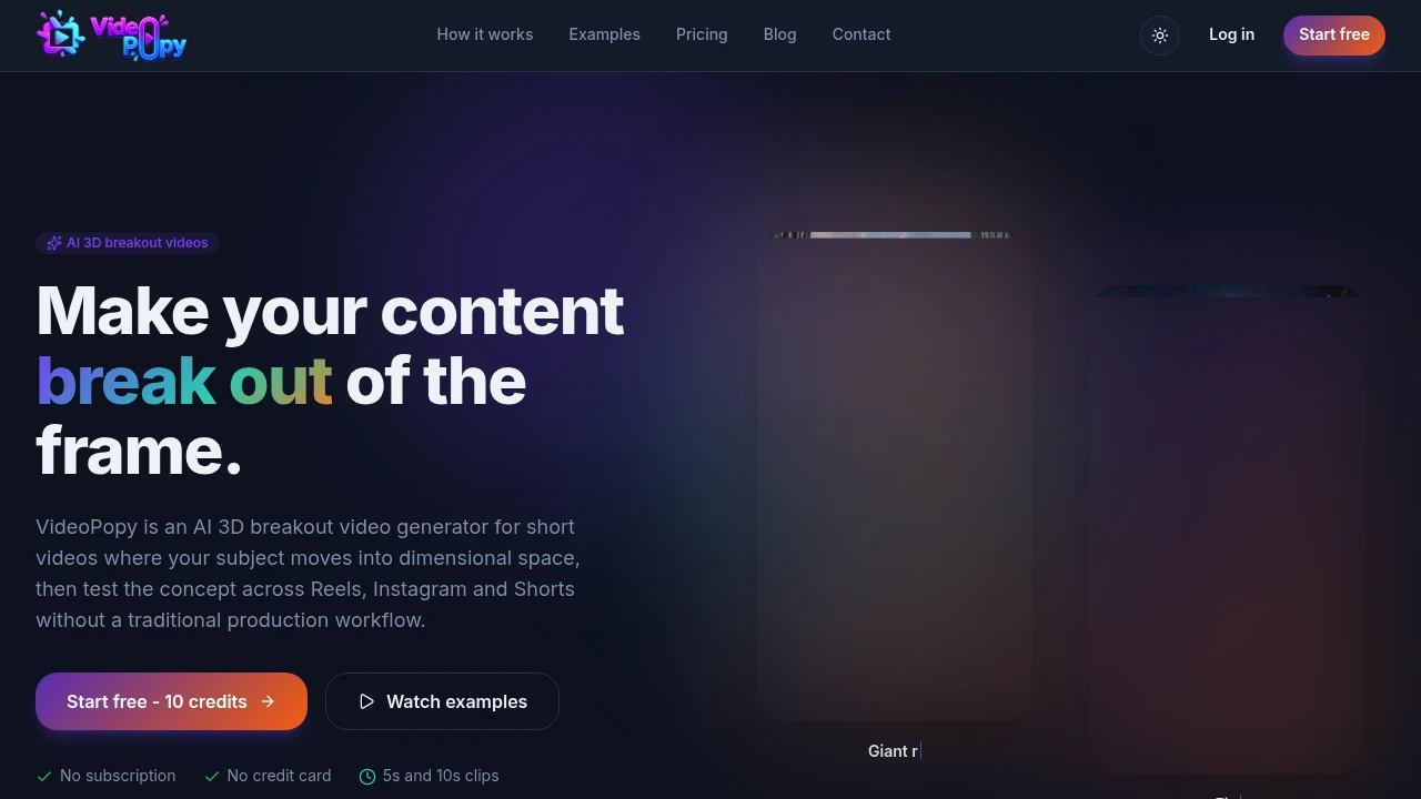 Screenshot of VideoPopy website