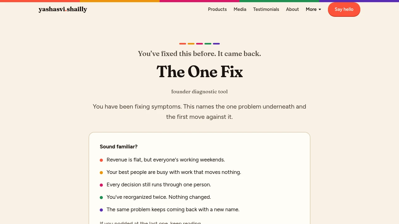Screenshot of The One Fix website