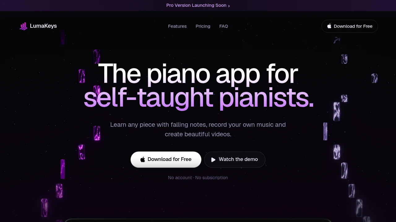 Screenshot of LumaKeys website