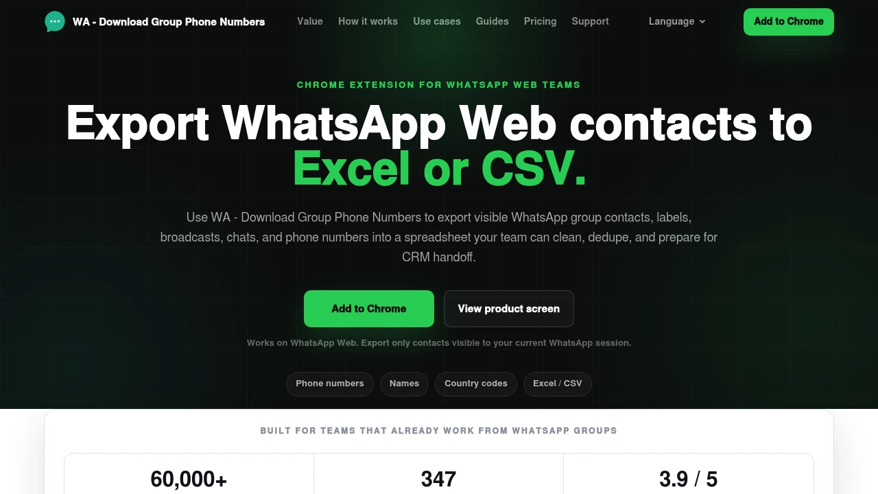Screenshot of WA - Download Group Phone Numbers website