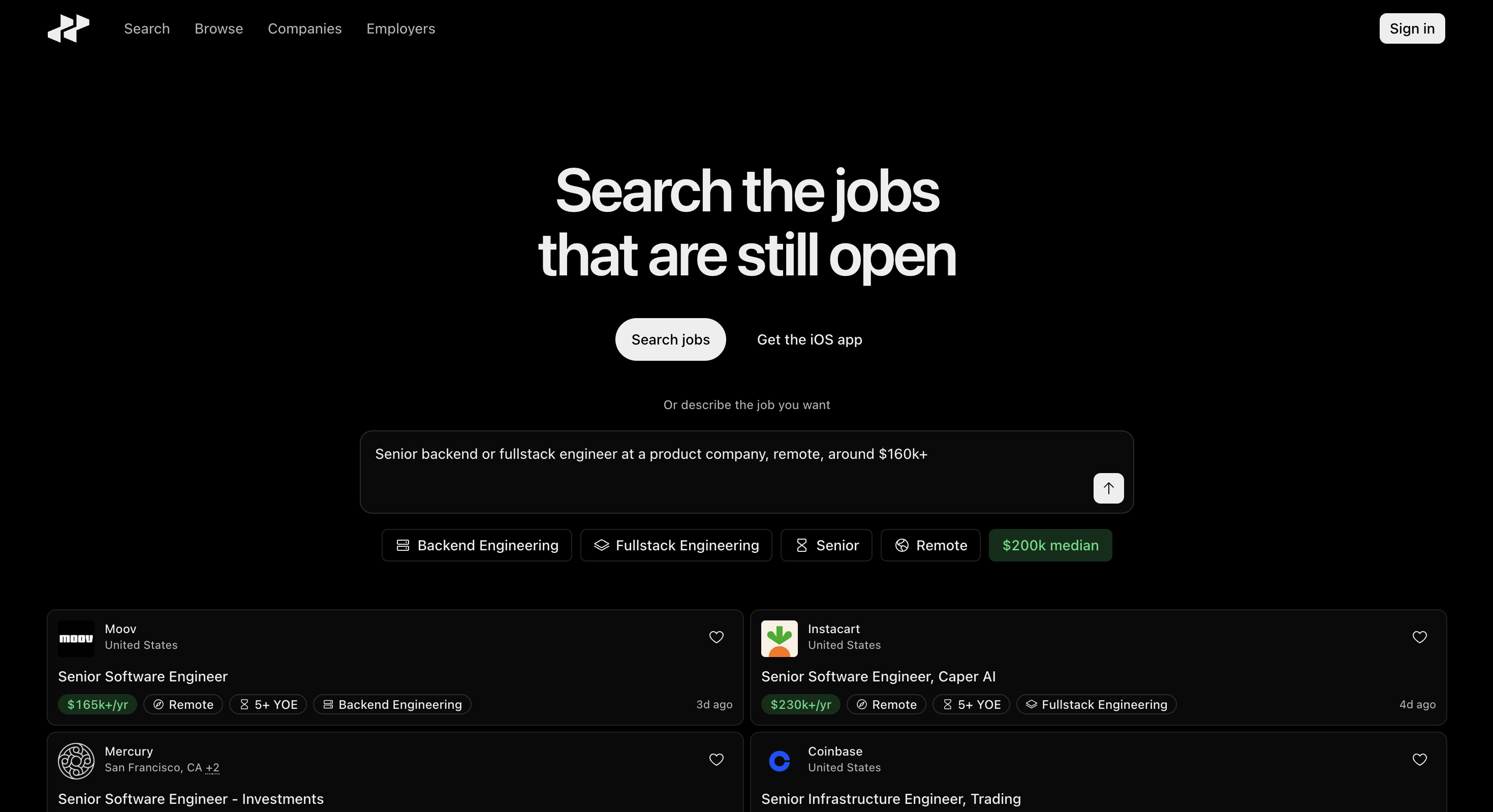 Screenshot of Hotfix Jobs website