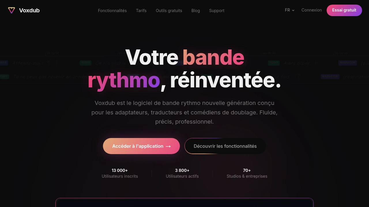 Screenshot of Voxdub website