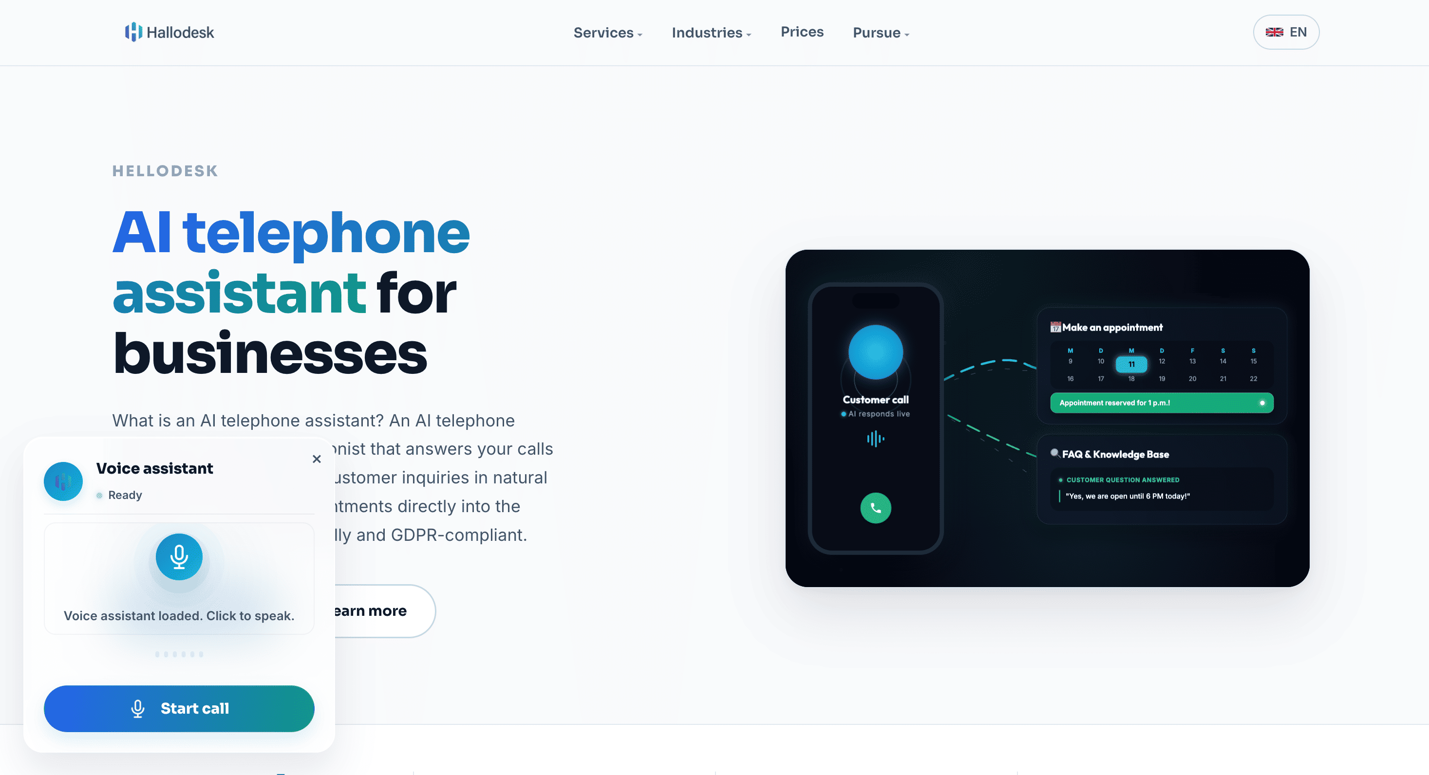 Screenshot of Hallodesk website