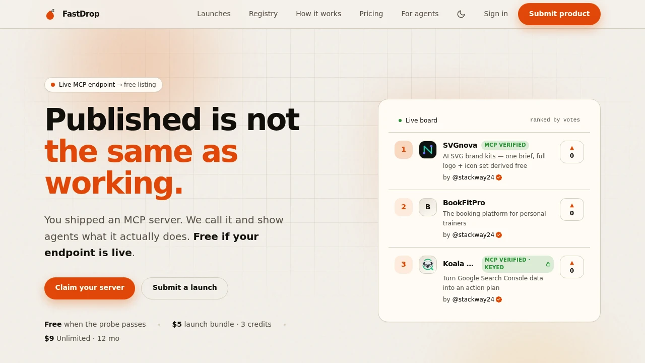 Screenshot of FastDrop website