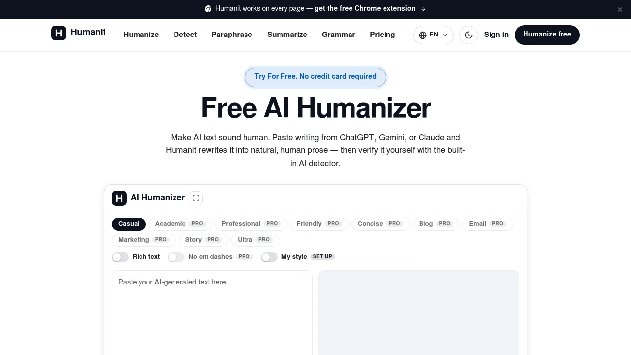 Screenshot of Humanit website