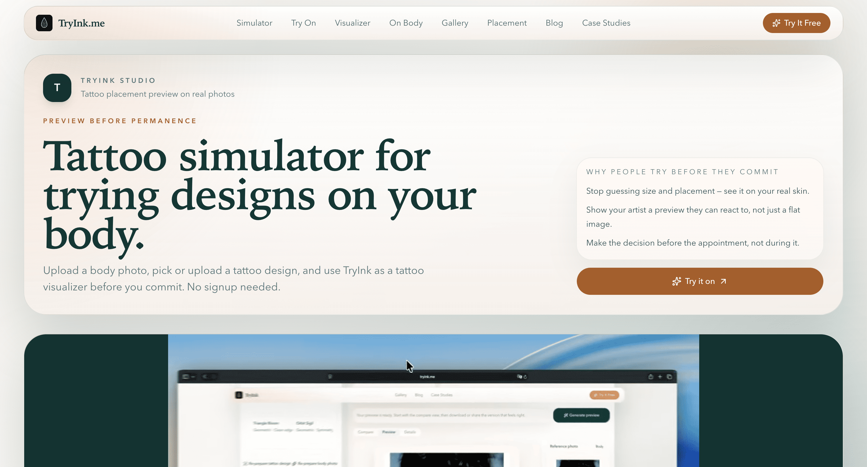 Screenshot of TryInk website