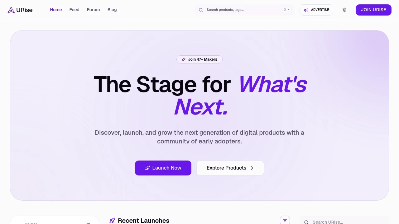 Screenshot of URise website