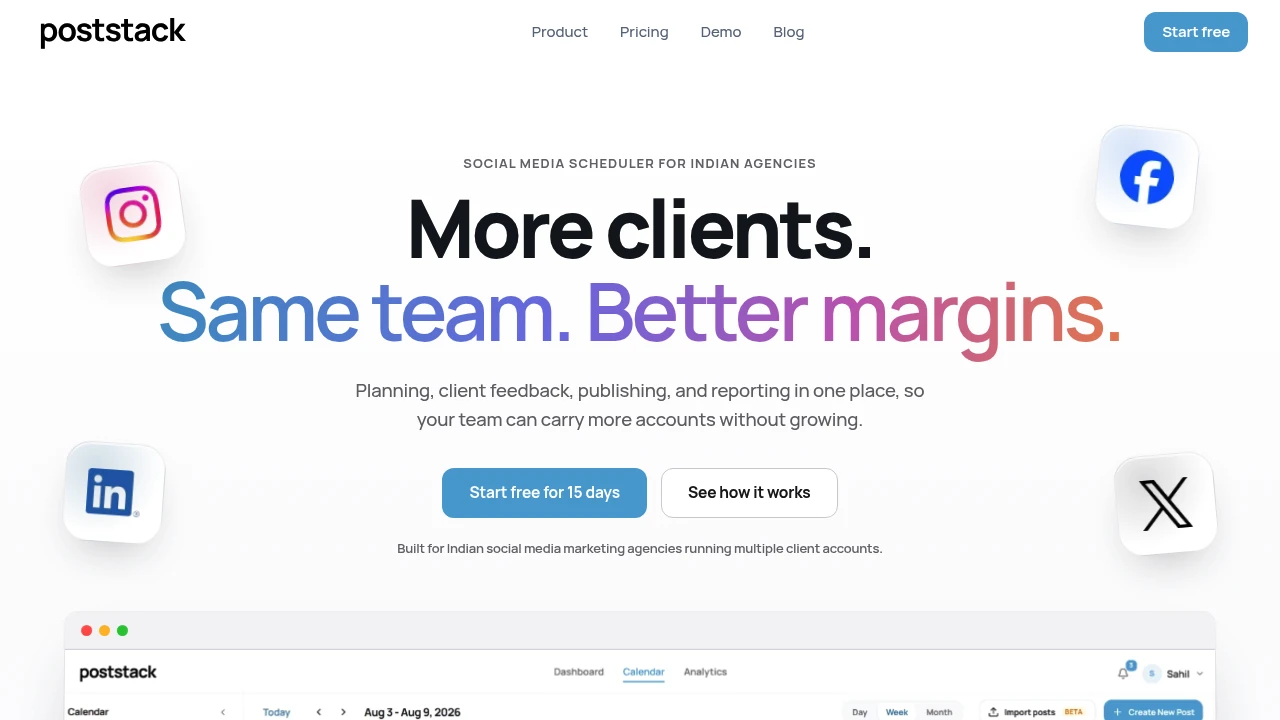 Screenshot of Poststack website