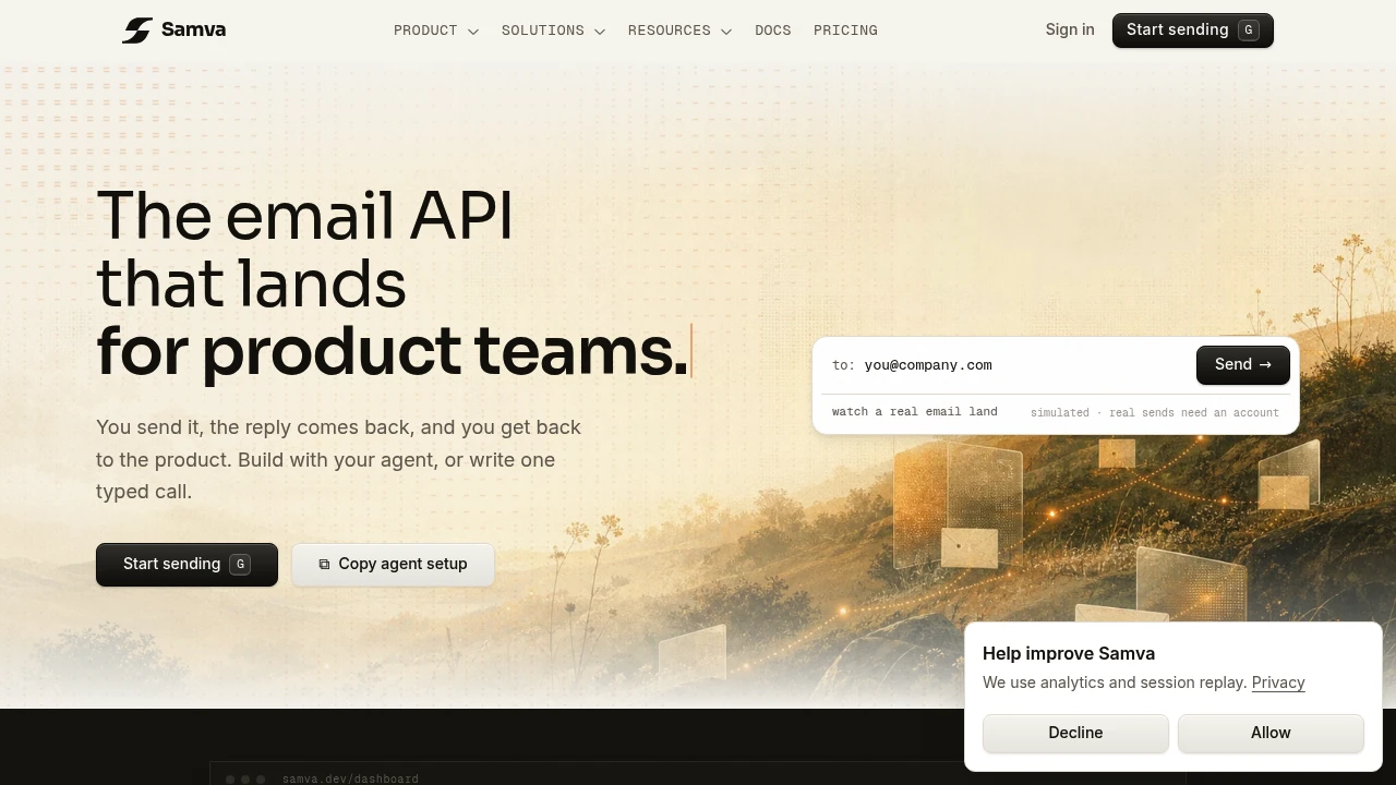 Screenshot of Samva website