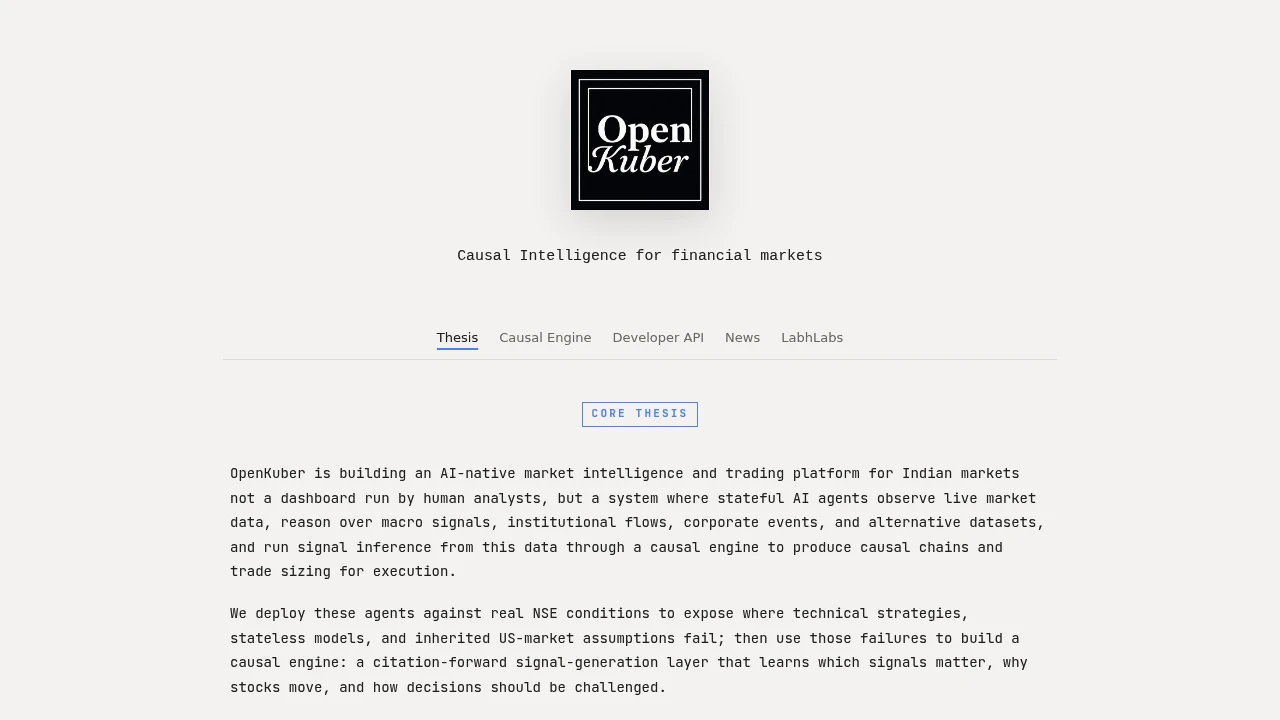 Screenshot of OpenKuber website