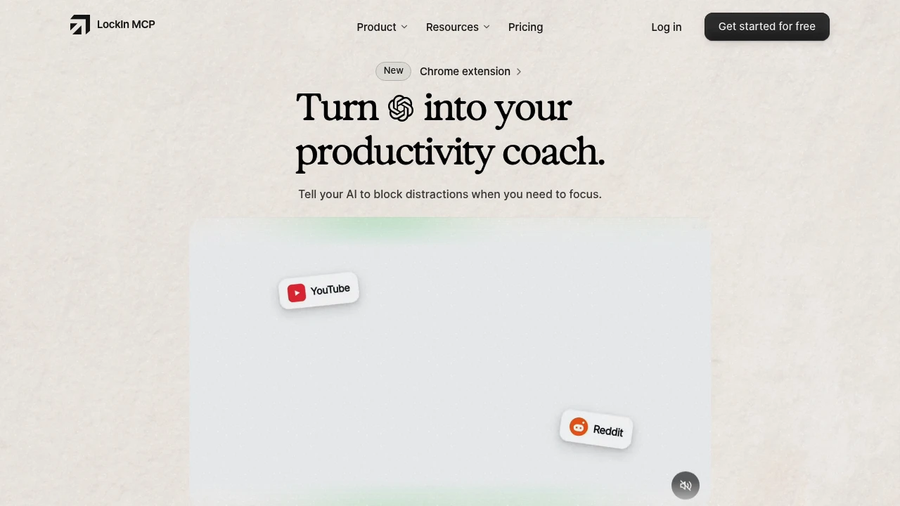 Screenshot of LockIn MCP website