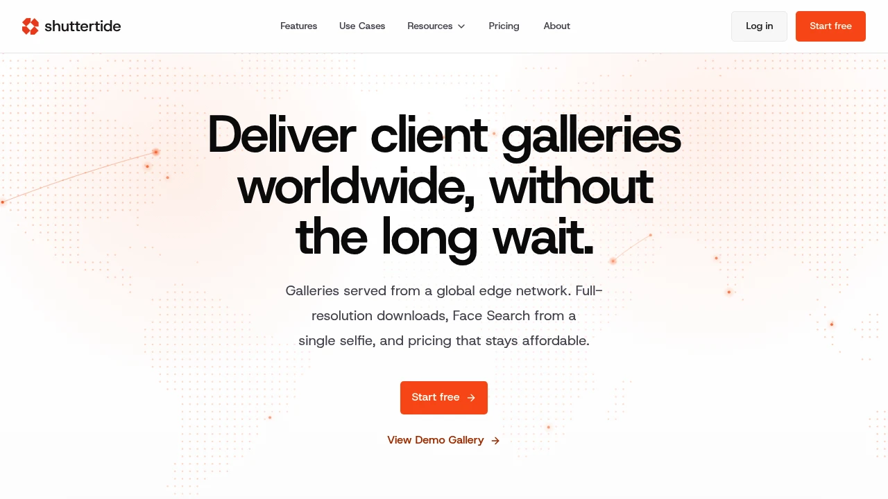 Screenshot of Shuttertide website