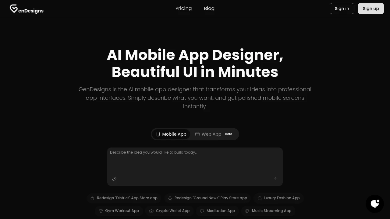 Screenshot of GenDesigns website