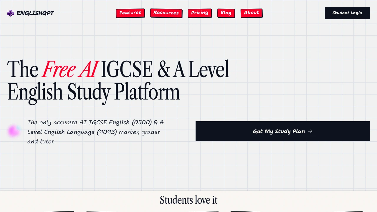 Screenshot of EnglishGPT website