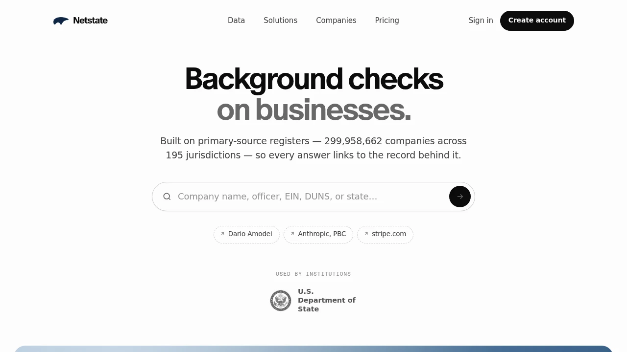 Screenshot of Netstate website