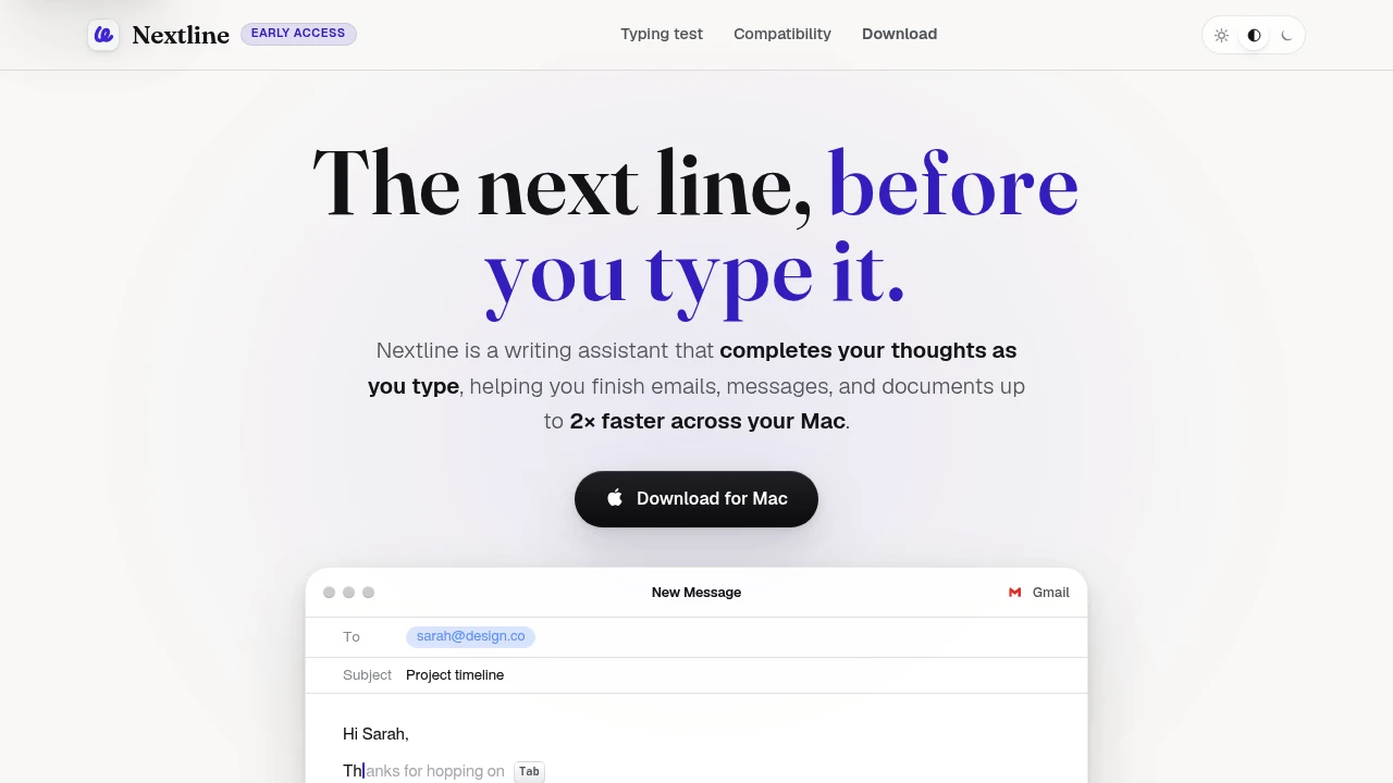 Screenshot of Nextline website