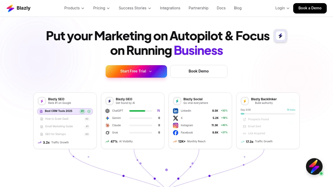 Screenshot of Blazly website