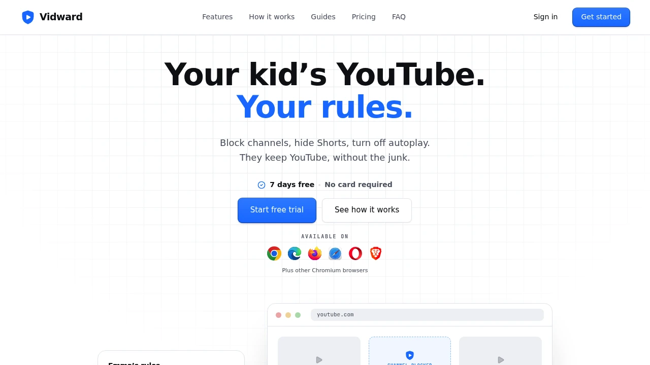 Screenshot of Vidward website