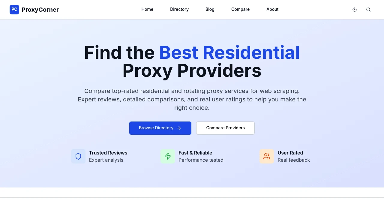 Screenshot of Proxy Corner website