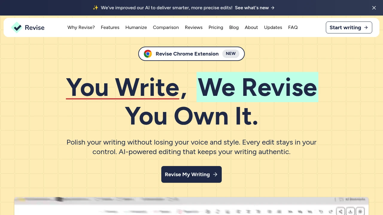 Screenshot of Revise website