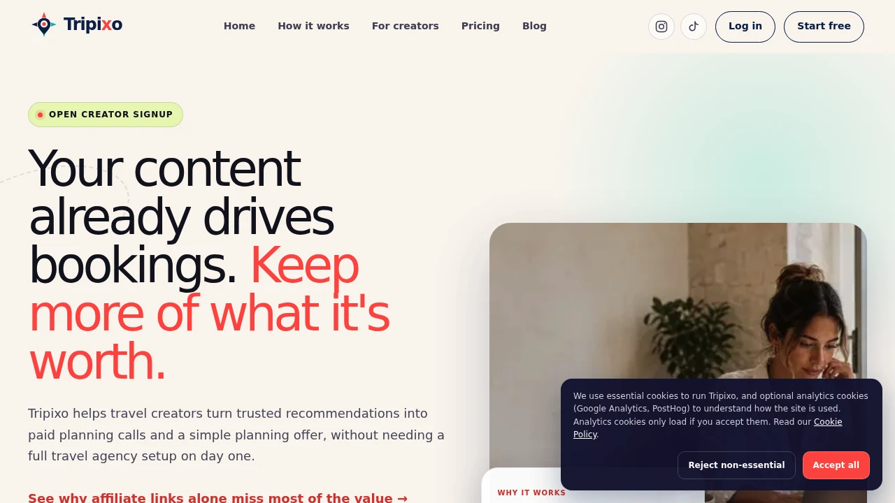 Screenshot of Tripixo website