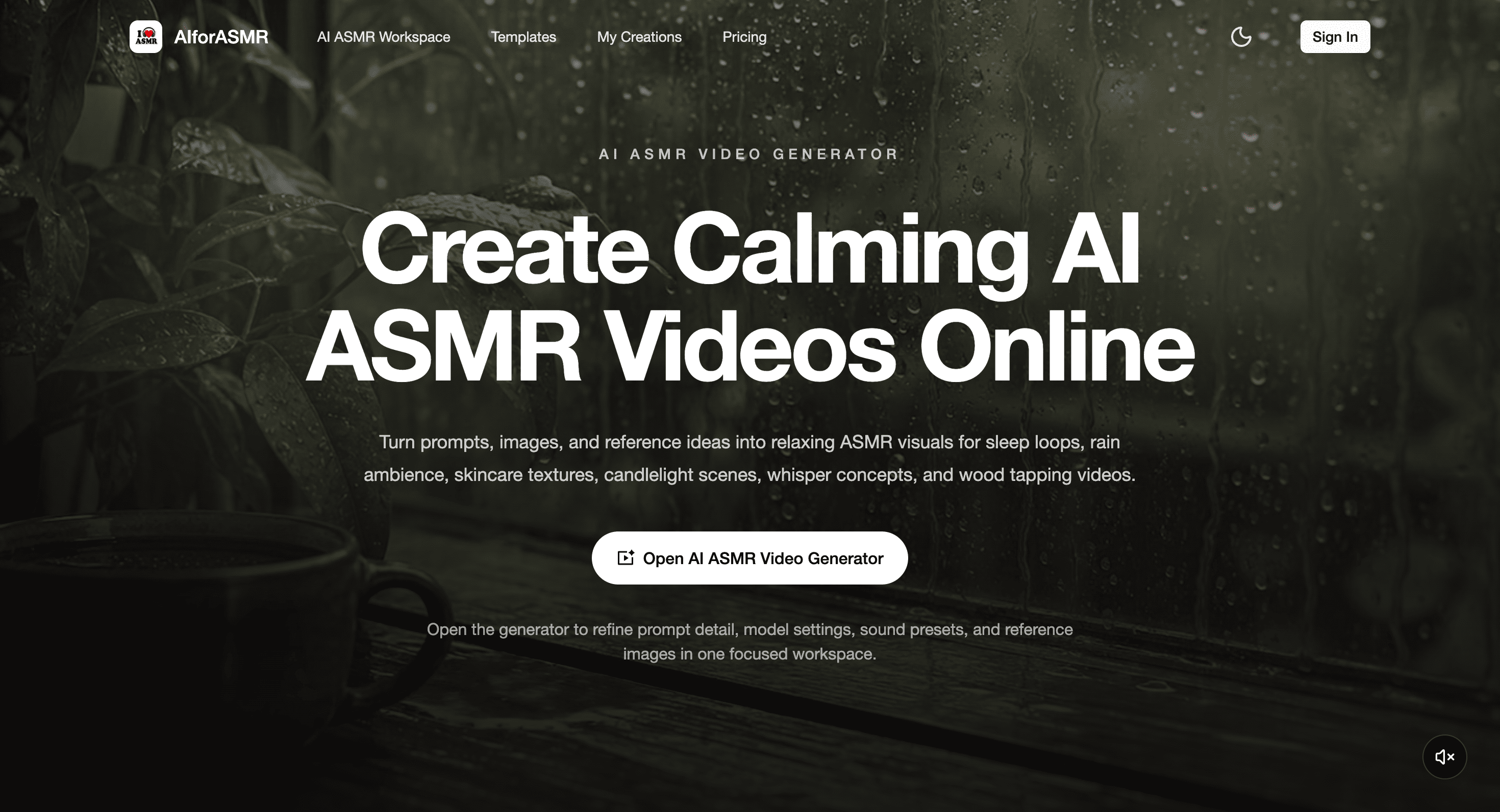 Screenshot of AIforASMR website