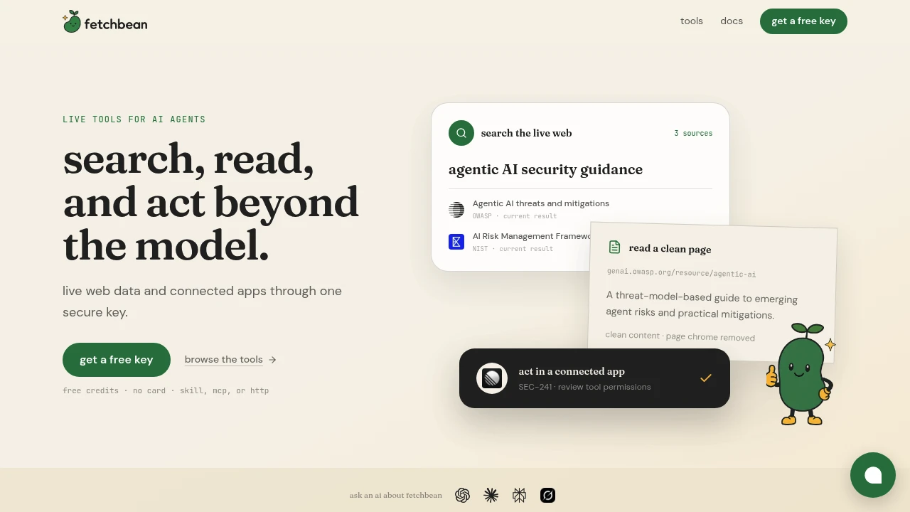 Screenshot of Fetchbean website