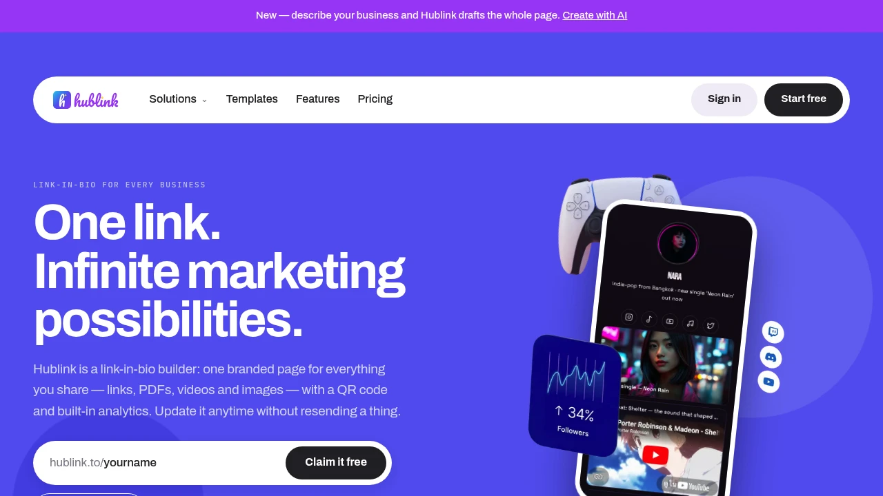Screenshot of Hublink website