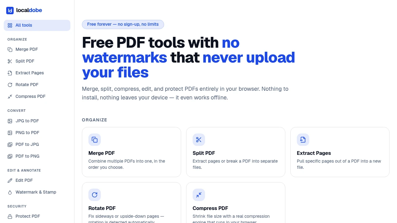 Screenshot of Localdobe website